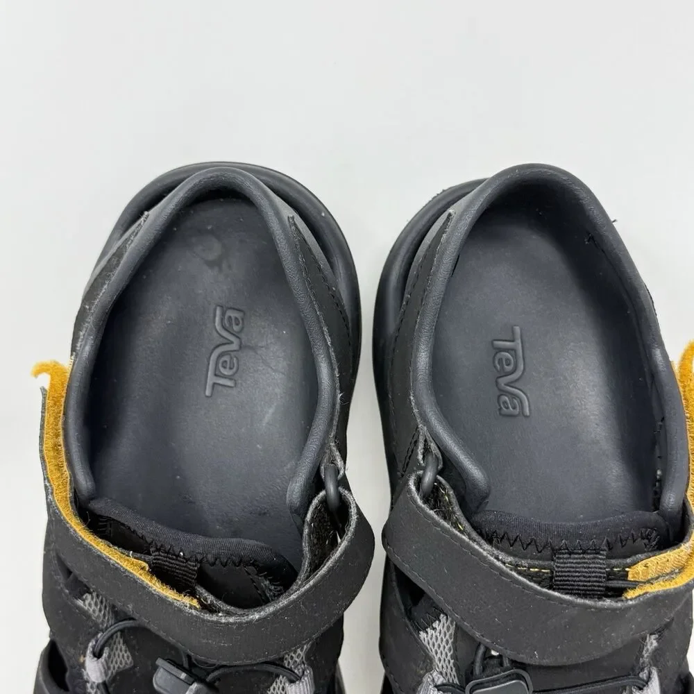 Teva Flintwood Sandals Mens 10 Black Mesh Hiking Water Ankle Strap Hook Loop